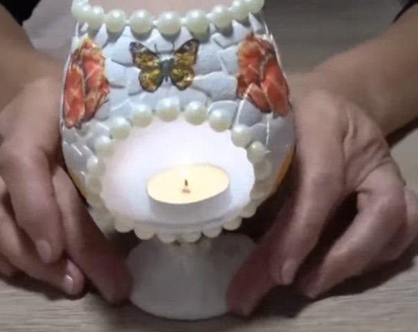 Подсвечник из обычного бокала своими руками
